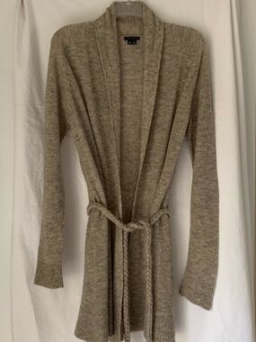 Theory alpaca/wool blend loose knit belted cardigan